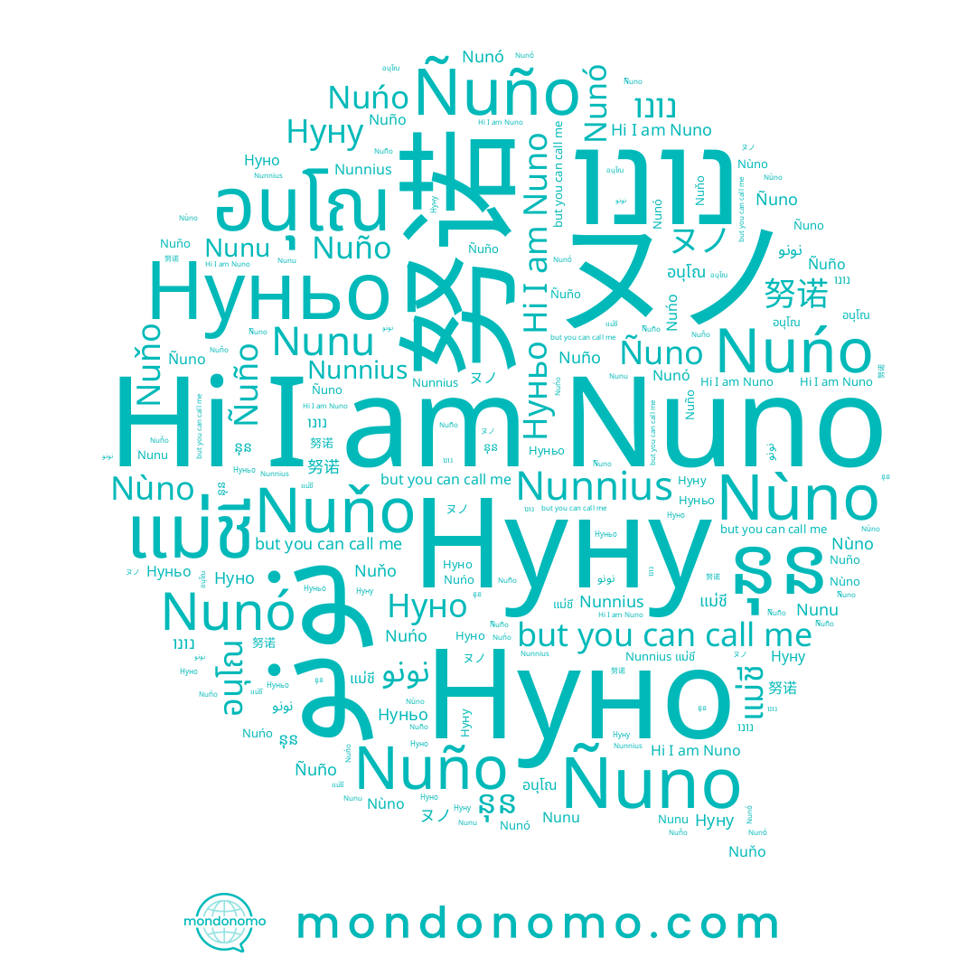 name Ñuño, name อนุโณ, name Нуньо, name Нуно, name ヌノ, name Nunnius, name Ñuno, name Nuńo, name Nùno, name แม่ชี, name Nuňo, name Нуну, name نونو, name Nunu, name Nuno, name נונו, name Nunó, name នុន, name Nuño