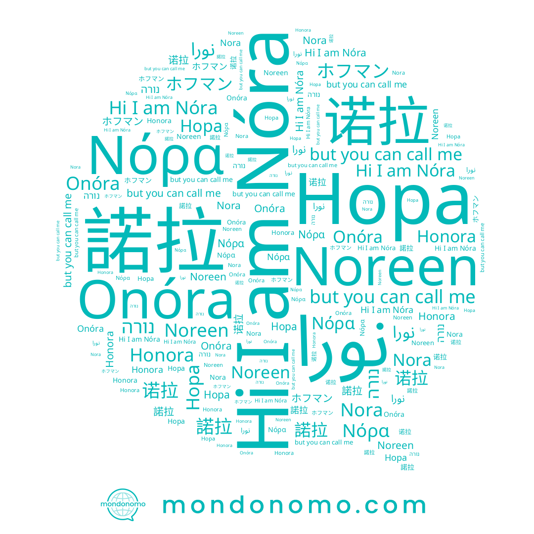 name Nora, name نورا, name Noreen, name Νόρα, name 諾拉, name Nóra, name נורה, name Onóra, name ホフマン, name Honora, name Нора, name 诺拉