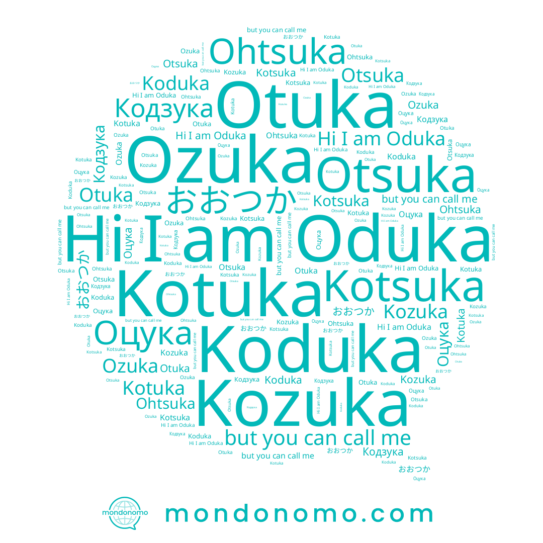 name Кодзука, name Oduka, name Otuka, name おおつか, name Ohtsuka, name Kotsuka, name Kotuka, name Ozuka, name Kozuka, name Otsuka, name Koduka, name Оцука