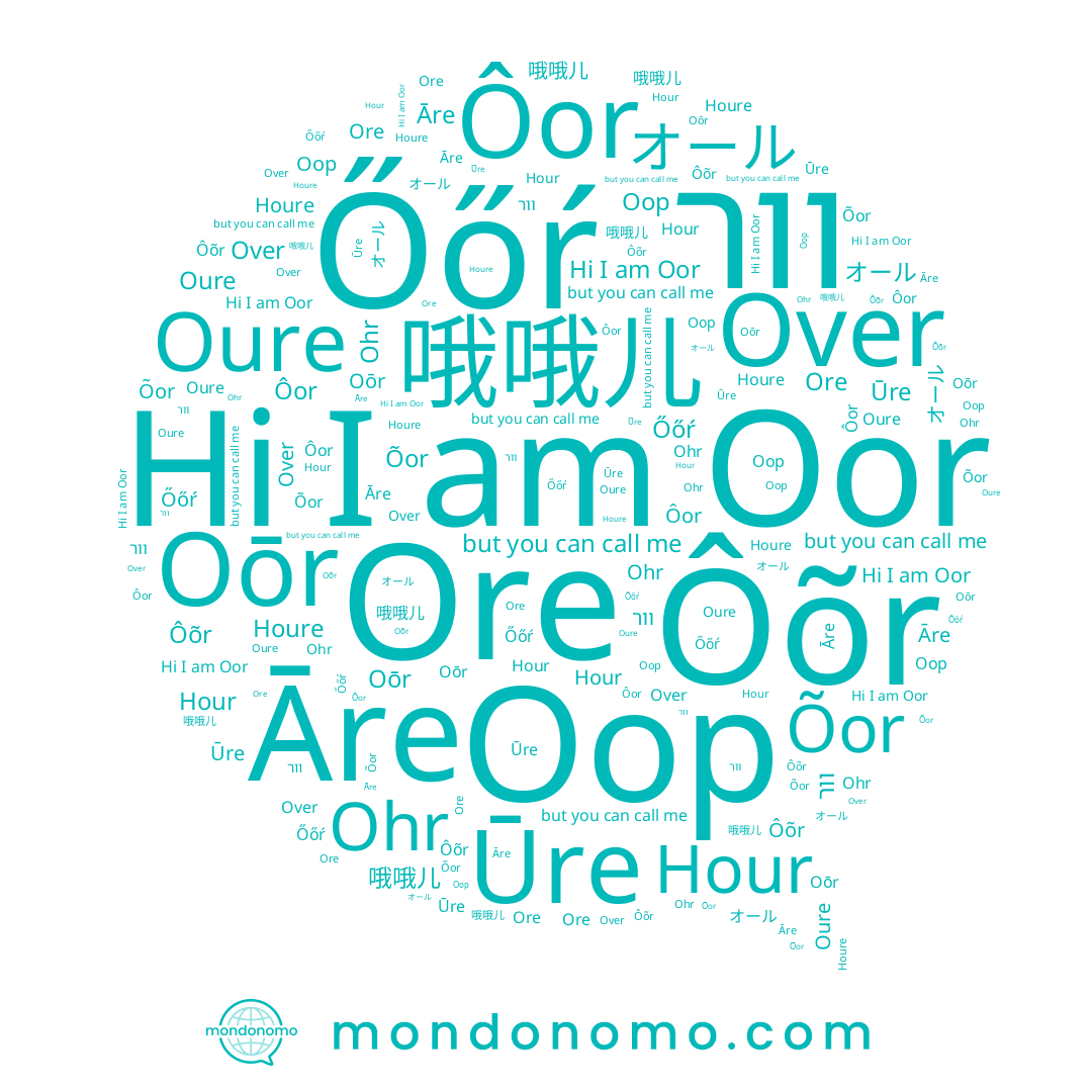 name Ohr, name וור, name Ôõr, name Houre, name Oōr, name Оор, name Oor, name Āre, name Õor, name 哦哦儿, name Ore, name Őőŕ, name Ūre, name Ôor, name Oure, name Over, name オール