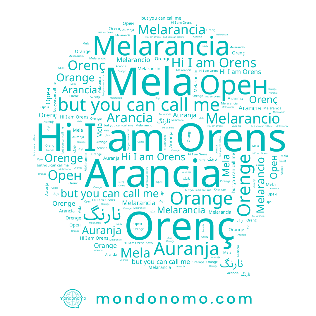 name Orange, name Melarancia, name Orenge, name Auranja, name Mela, name Melarancio, name Orenç, name Orens, name نارنگ
