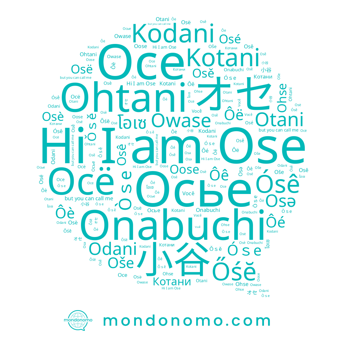 name Você, name โอเซ, name Kodani, name Osé, name Ǒｓě, name Onabuchi, name Osě, name オセ, name Осе, name Ôë, name Ose, name Oose, name Osè, name Oše, name Ôê, name Őśĕ, name Odani, name Otani, name Kotani, name Котани, name Osê, name Osǝ, name Owase, name Óｓe, name Ósê, name 小谷, name Осё, name Osë, name Ohtani, name Ohse, name Òｓe