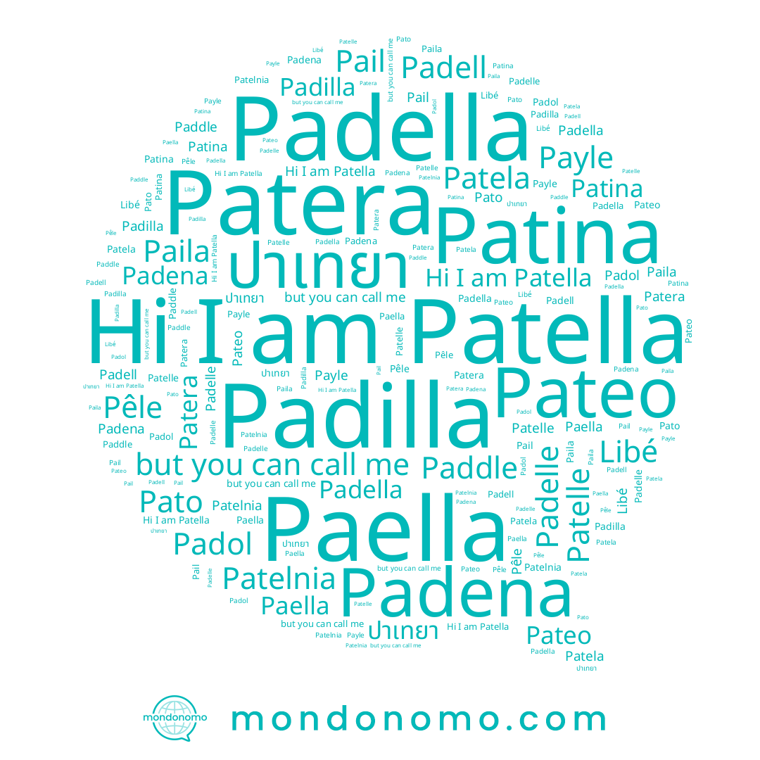 name Payle, name Patela, name Paila, name Patella, name Padelle, name Patera, name Pateo, name ปาเทยา, name Patelle, name Padol, name Padella, name Padilla, name Patelnia, name Pato, name Libé, name Pêle, name Pail, name Padell, name Patina
