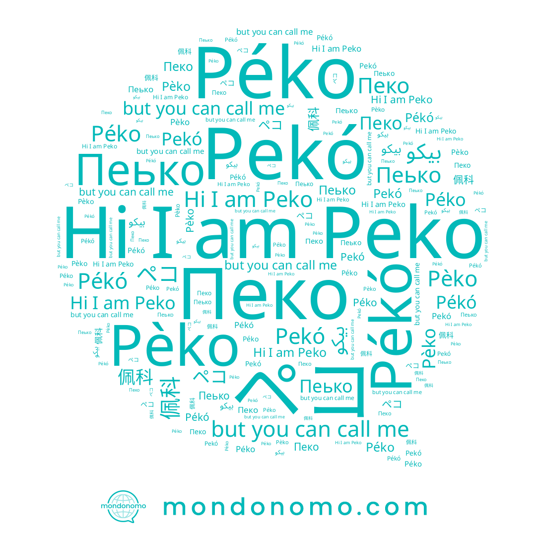 name Peko, name Пеько, name Pèko, name بيكو, name Пеко, name 佩科, name Péko, name ペコ, name Pékó, name Pekó