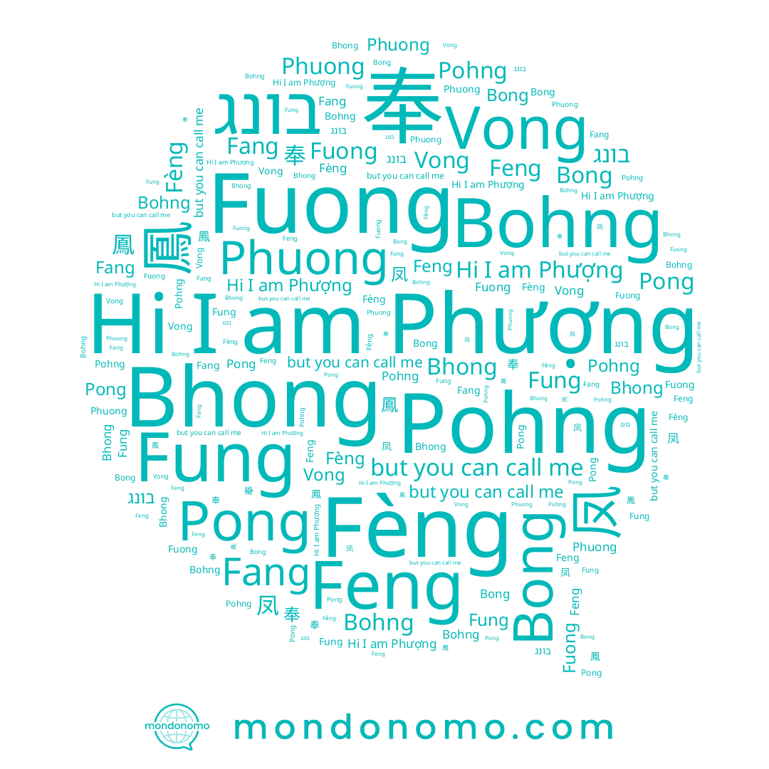 name Bong, name Fuong, name Phượng, name Pong, name 鳳, name Fang, name בונג, name Feng, name Bohng, name 奉, name Fèng, name Pohng, name Fung, name 봉, name Vong, name 鳯, name Phuong, name Bhong, name 凤