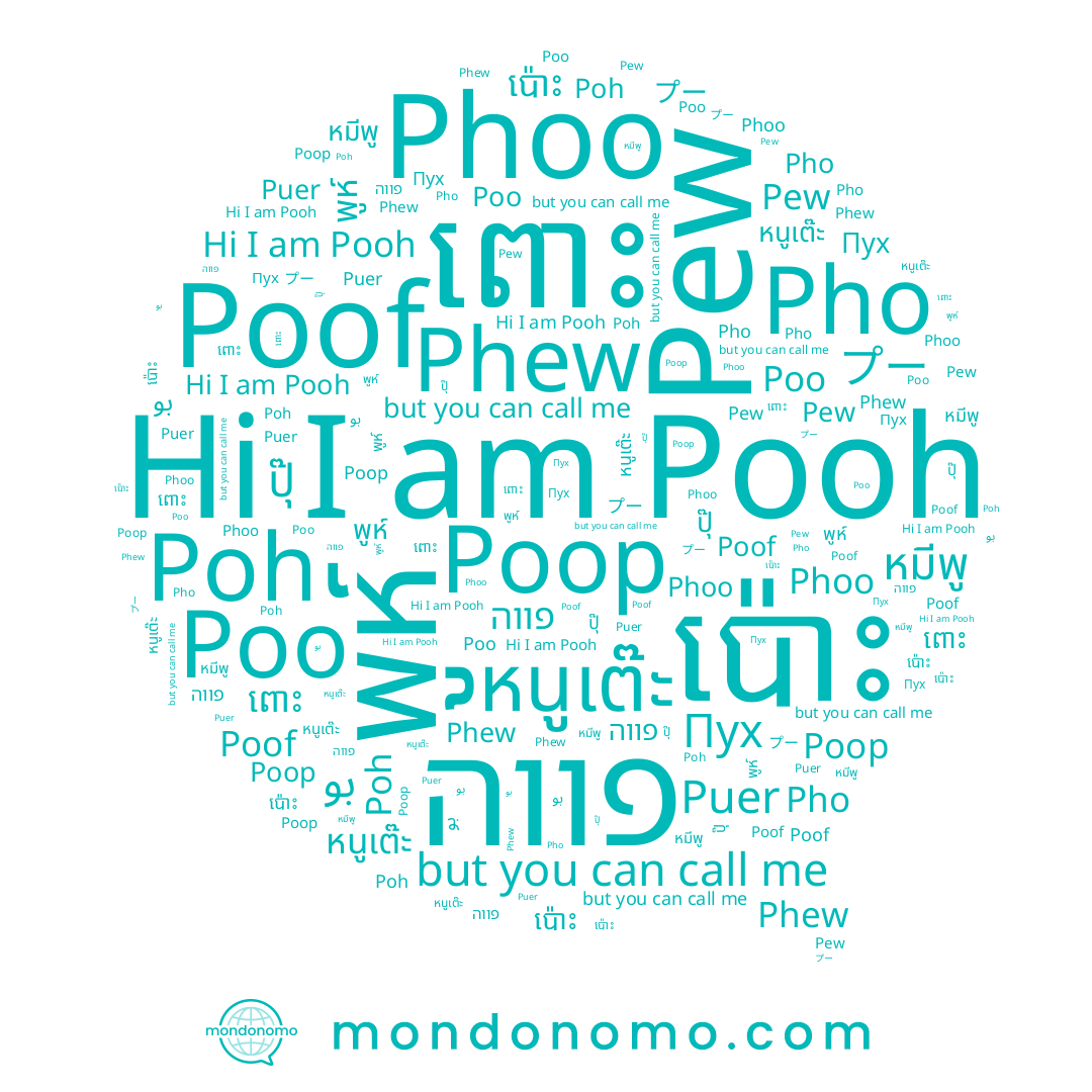 name หมีพู, name פווה, name พูห์, name หนูเต๊ะ, name Poh, name Pho, name Phew, name Poop, name ប៉ោះ, name ពោះ, name Пух, name Phoo, name Poo, name Poof, name بو, name Pooh, name Pew, name プー