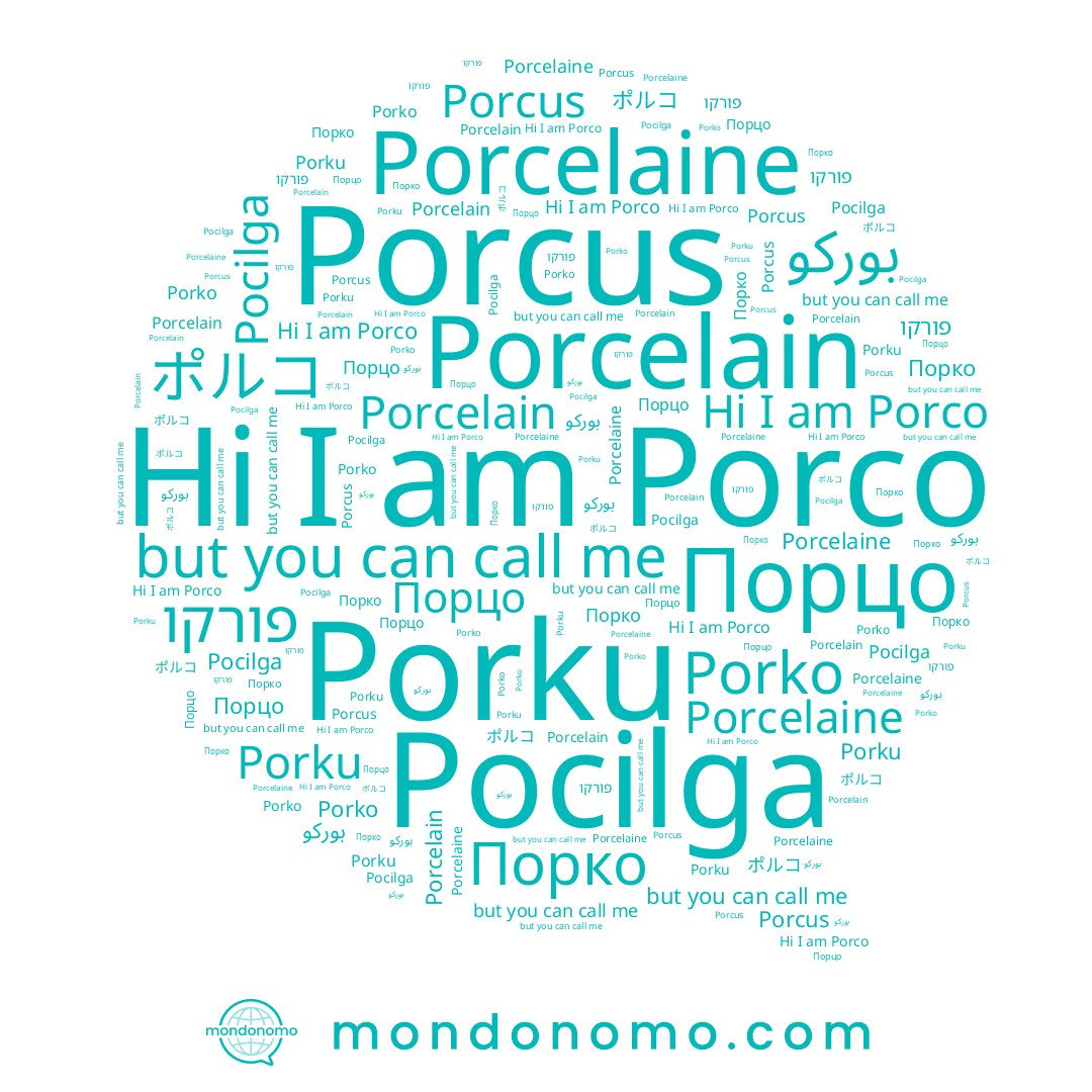name Porku, name Porco, name Pocilga, name Porko, name Порцо, name Порко, name פורקו, name بوركو