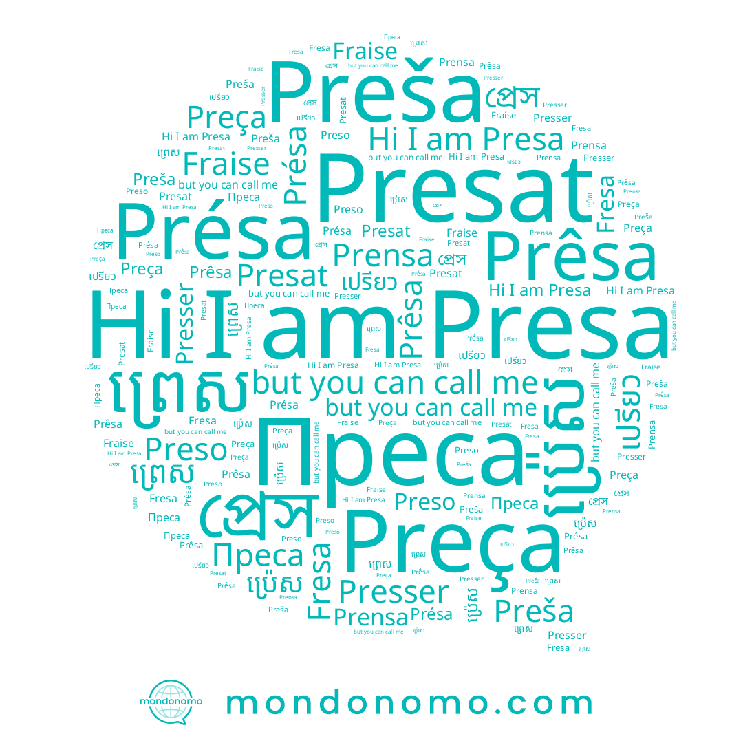 name Fresa, name Prêsa, name Fraise, name প্রেস, name เปรียว, name Preça, name Présa, name ព្រេស, name Presa, name Presser, name Preso, name Preša, name ប៉្រេស, name Presat