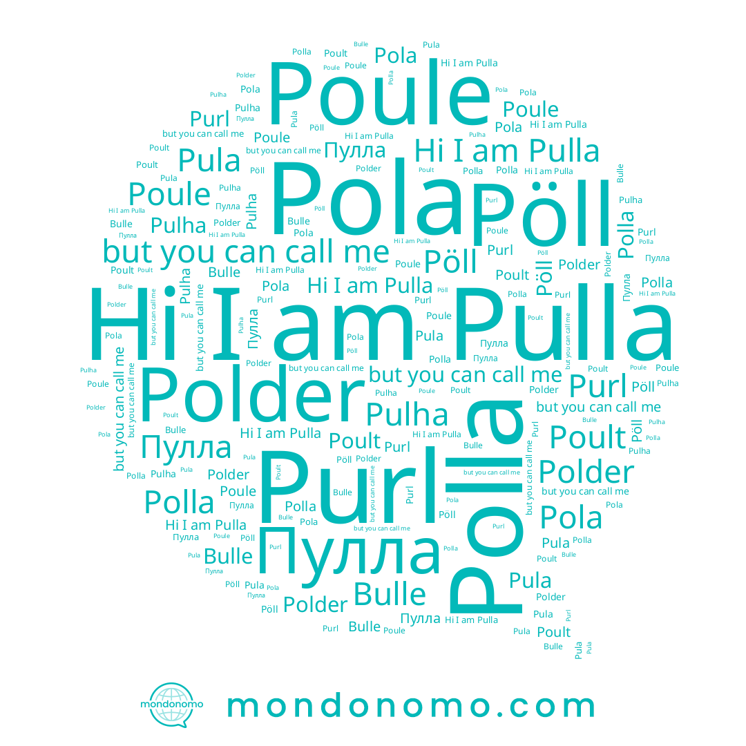 name Bulle, name Pulla, name Pöll, name Пулла, name Pola, name Purl, name Polder, name Poule, name Polla, name Pula, name Pulha