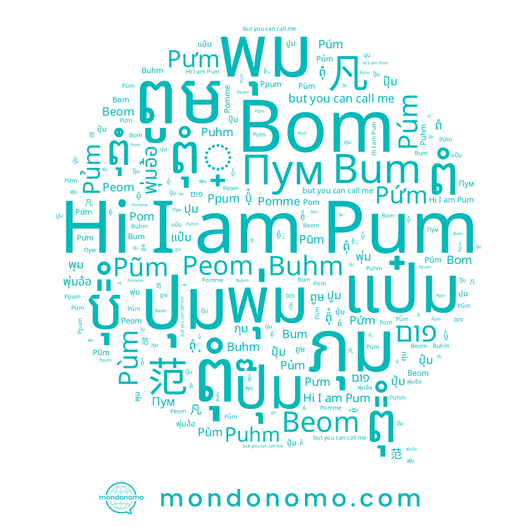 name Pom, name ปุม, name ពុំ, name ภุม, name ពំ, name ប៉ុំ, name แป๋ม, name פום, name Pủm, name Pứm, name ពុំ្, name Pum, name 범, name พุ่ม, name Bom, name 范, name Bum, name ពុំ់, name Pũm, name ពូម, name ព៉ុំ, name 凡, name Peom, name พุ่มอ้อ, name พุม, name Pưm, name Buhm, name Beom, name ปุ๋ม, name Puhm, name Pomme, name ปุ่ม, name ปูม, name Púm, name Pùm, name Пум, name ปุ๊ม, name Ppum