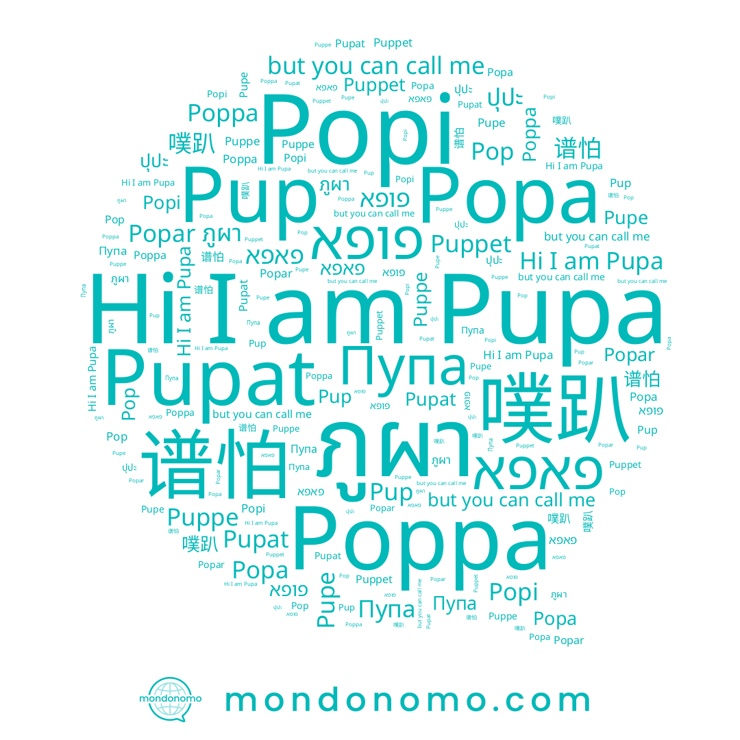 name Popa, name Puppe, name Popar, name Poppa, name פופא, name Pupat, name ปุปะ, name Pop, name Pupe, name Pupa, name 噗趴, name Popi, name 谱怕, name ภูผา, name Пупа