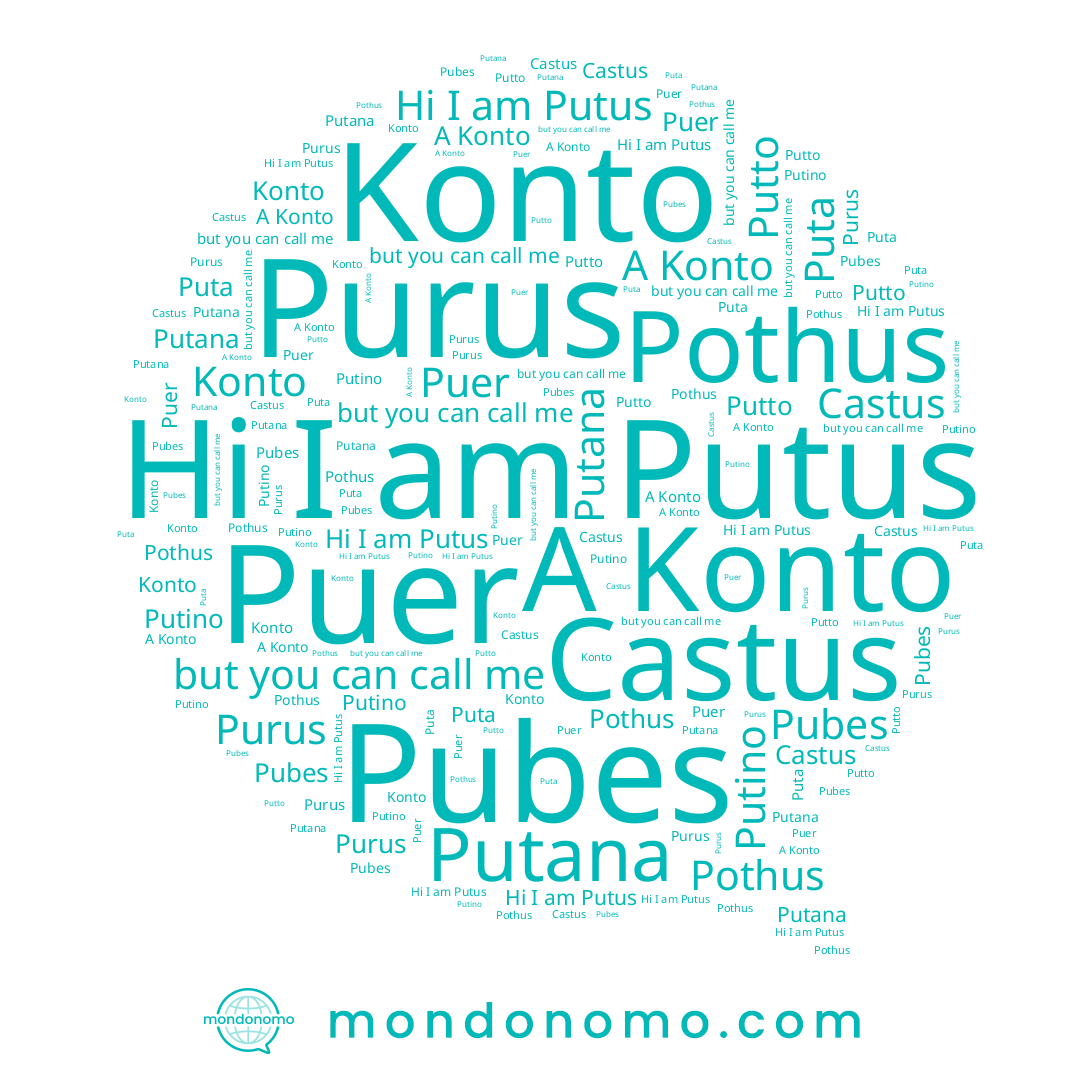 name Putana, name Pothus, name Konto, name Putus, name A Konto, name Pubes, name Putto, name Puta, name Castus, name Purus