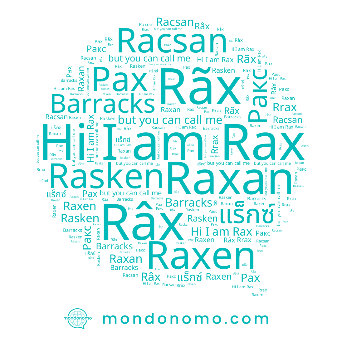 name Râx, name แร็กซ์, name Rax, name Рах, name Raxan, name Ракс, name Rãx, name Racsan, name Raxen, name Rasken