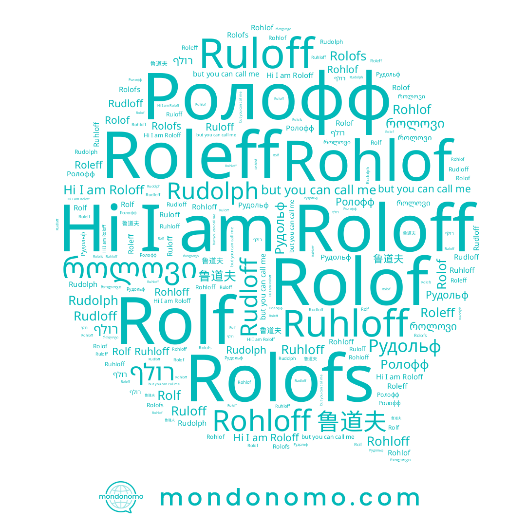 name Roloff, name როლოვი, name רולף, name Ролофф, name Rohlof, name Rudloff, name Rolof, name Ruhloff, name Rolf, name Rudolph, name Ruloff, name 鲁道夫, name Рудольф, name Roleff, name Rohloff, name Rolofs