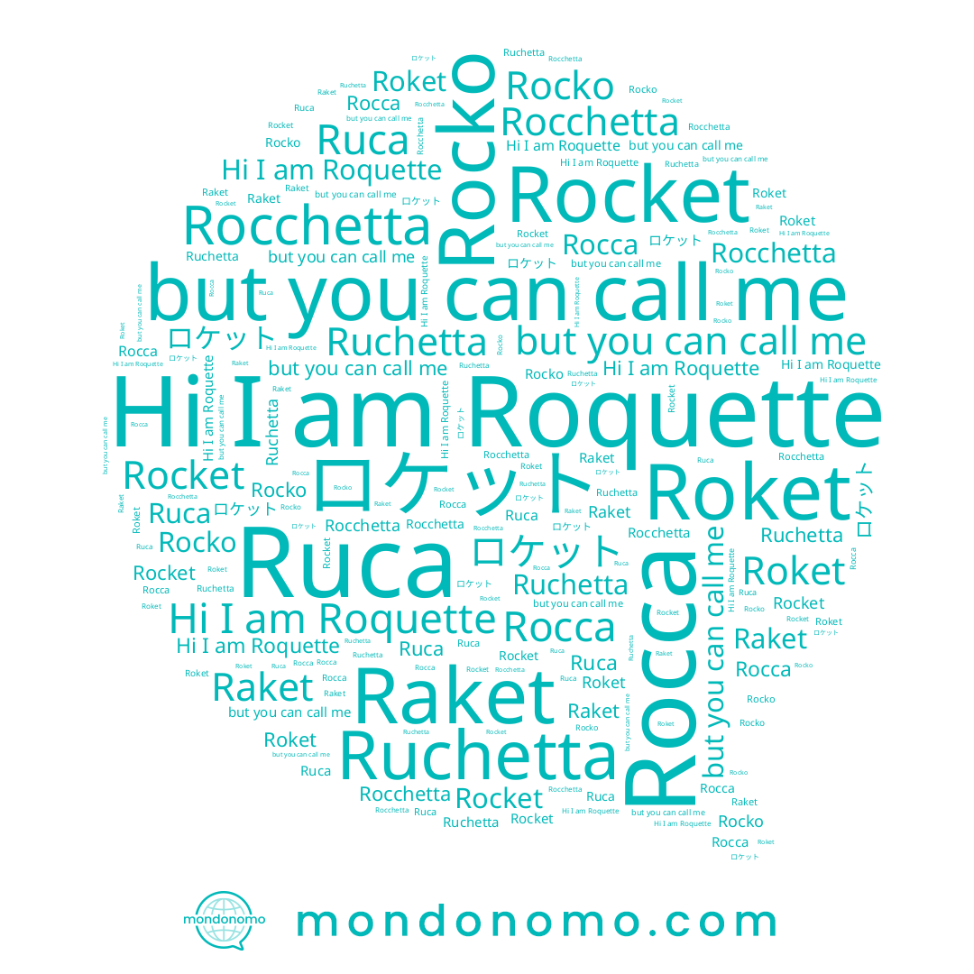 name Roquette, name Rocchetta, name Rocko, name ロケット, name Rocca, name Raket, name Roket, name Ruchetta, name Ruca