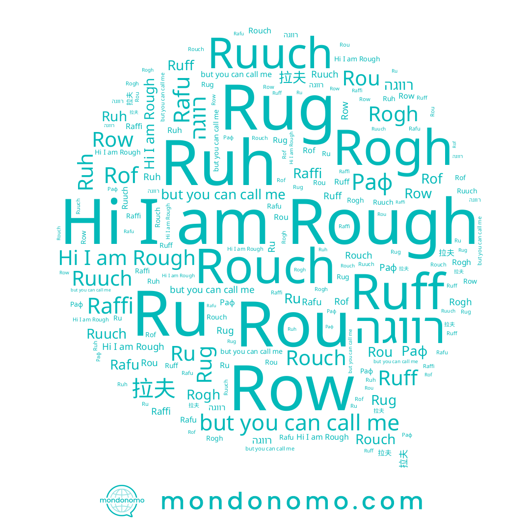 name Ru, name רווגה, name Rouch, name Raffi, name Ruh, name Rough, name Row, name Rogh, name Ruff, name Rof, name Rafu, name Ruuch, name Раф, name 拉夫, name Rou