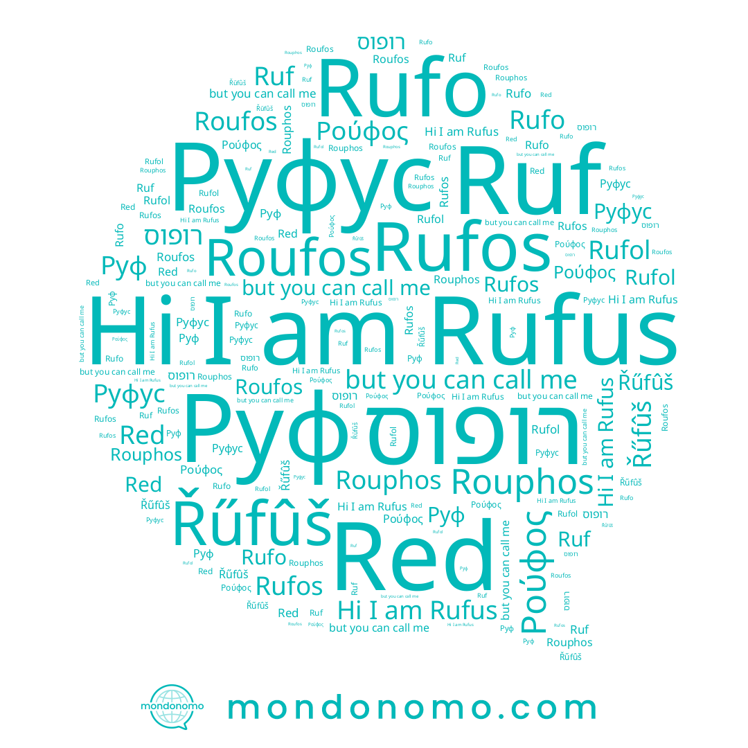 name Ruf, name רופוס, name Rufol, name Руф, name Ρούφος, name Red, name Руфус, name Rufo, name Rufus, name Rufos, name Roufos, name Řűfûš, name Rouphos