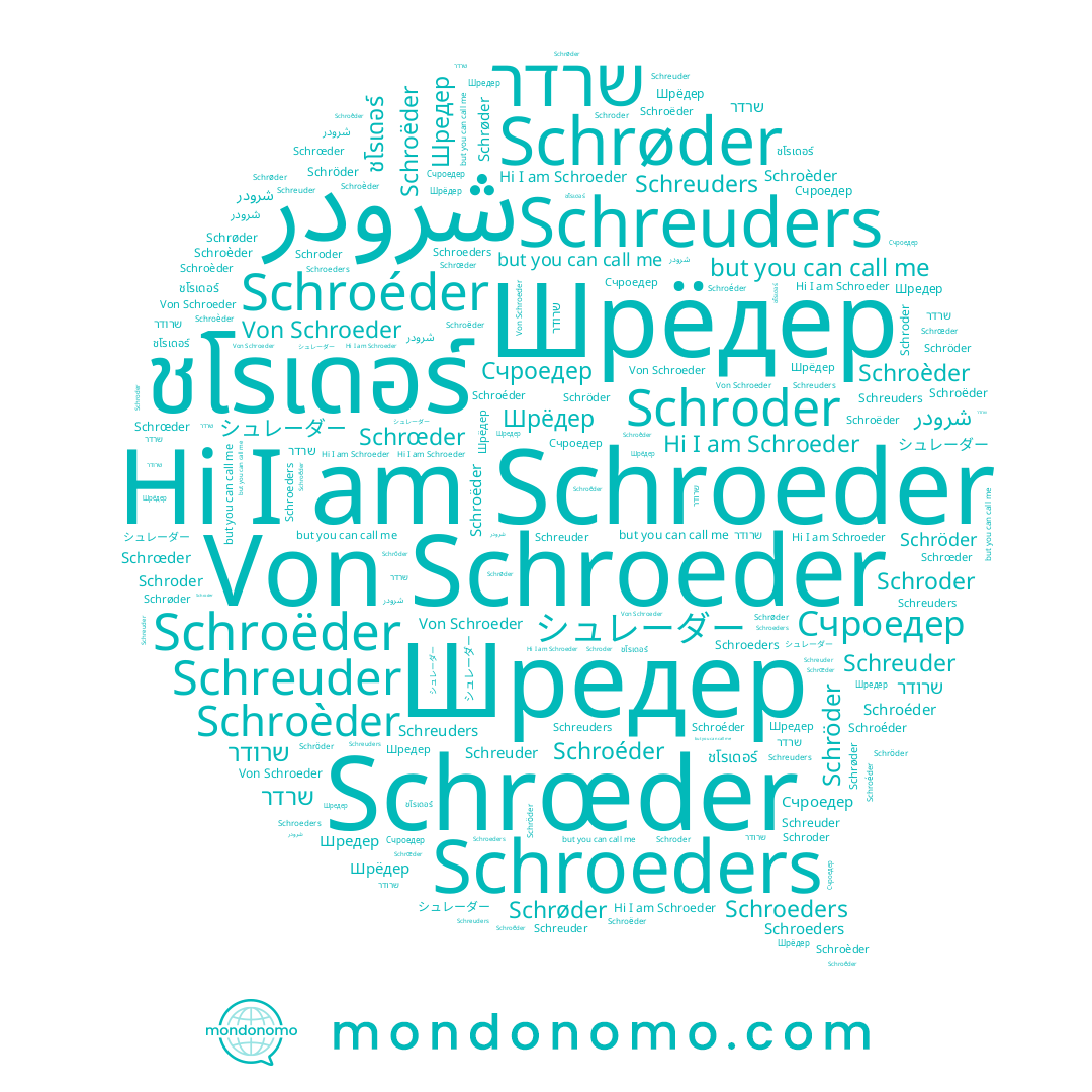 name Schroëder, name Schroeder, name Шредер, name Schreuder, name Schrœder, name Шрёдер, name シュレーダー, name Schreuders, name Schröder, name Schroèder, name Schroéder, name Schroder, name שרדר, name שרודר, name Счроедер, name Schroeders, name ชโรเดอร์, name Schrøder