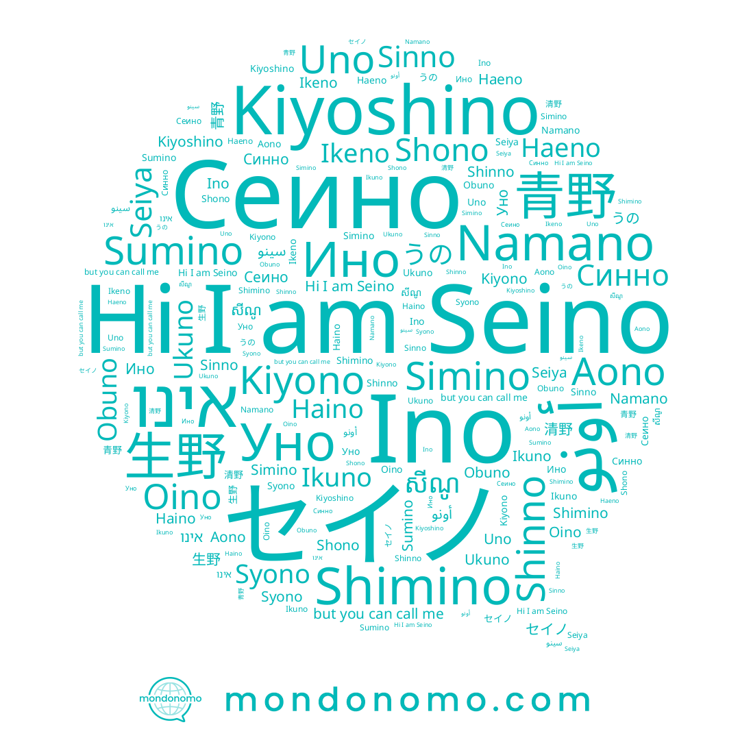 name セイノ, name 生野, name Obuno, name 清野, name Sinno, name Namano, name אינו, name សីណូ, name Kiyono, name 青野, name Ino, name أونو, name Уно, name Shono, name Oino, name Shinno, name Seino, name Ikuno, name Simino, name Ино, name Ukuno, name Ikeno, name Haeno, name Seiya, name Uno, name Kiyoshino, name うの, name Aono, name Sumino, name Синно, name Shimino, name Syono, name سينو, name Haino, name Сеино