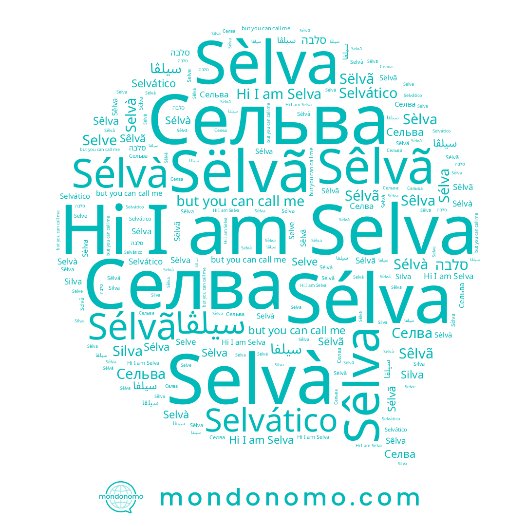 name Sélvã, name Sélvà, name Silva, name Sèlva, name Selvà, name Sëlvã, name Selva, name Селва, name Сельва, name Selvático, name سيلفا, name Selve, name Sêlvã, name סלבה, name Sélva, name Sêlva