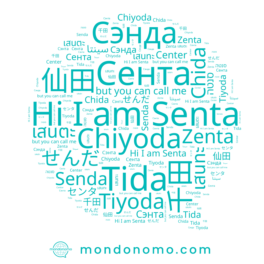 name Tida, name 千田, name Chida, name Сента, name Tiyoda, name Сэнда, name سينتا, name Senta, name Center, name เสนตะ, name เสนทะ, name Zenta, name סנטה, name せんだ, name Сэнта, name Senda, name センタ