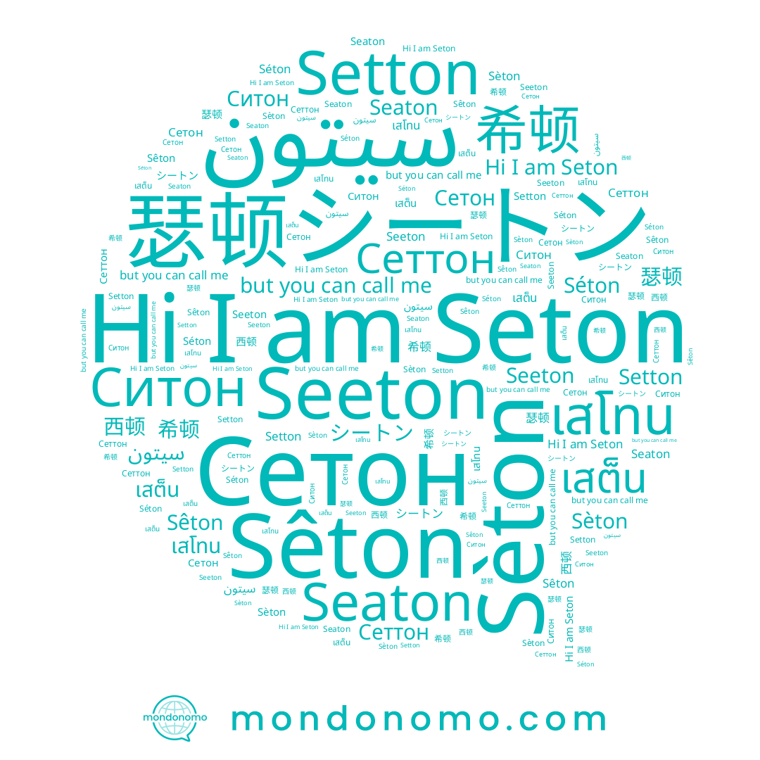 name Setton, name Ситон, name Sêton, name Сеттон, name Séton, name 希顿, name سيتون, name Sèton, name เสต็น, name Seeton, name 西顿, name 瑟顿, name Сетон, name Seaton, name Seton, name เสโทน