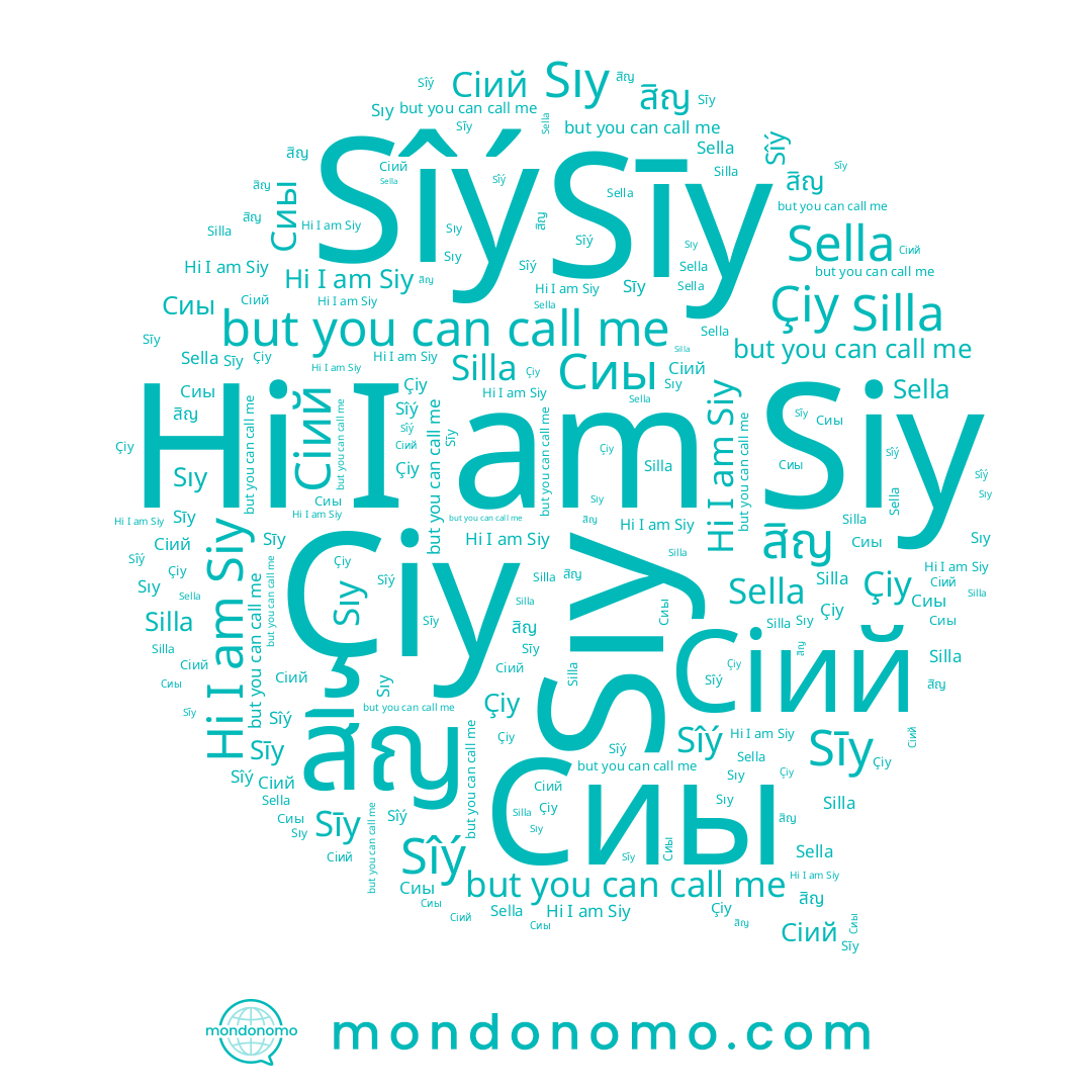 name Сіий, name Сиы, name Sīy, name สิญ, name Siy, name Çiy, name Sella, name Sîý, name Silla, name Sıy