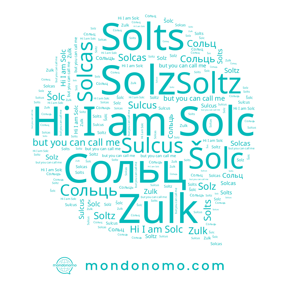 name Solcas, name Šolc, name Soltz, name Сольц, name Solz, name Solc, name Zulk, name Сольць, name Solts