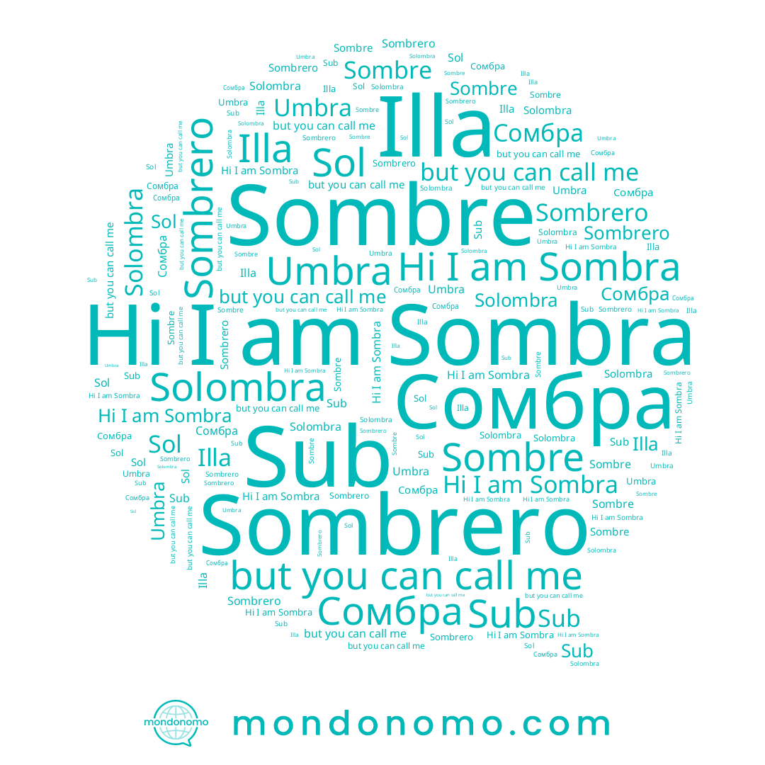 name Sol, name Sombre, name Sombrero, name Solombra, name Сомбра, name Umbra, name Illa, name Sombra
