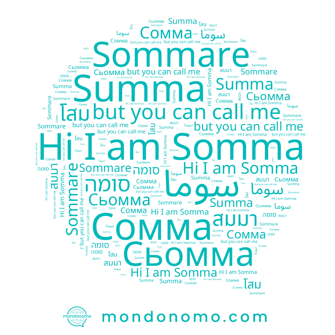 name สมมา, name Somma, name سوما, name סומה, name Сьомма, name โสม, name Sommare, name Summa