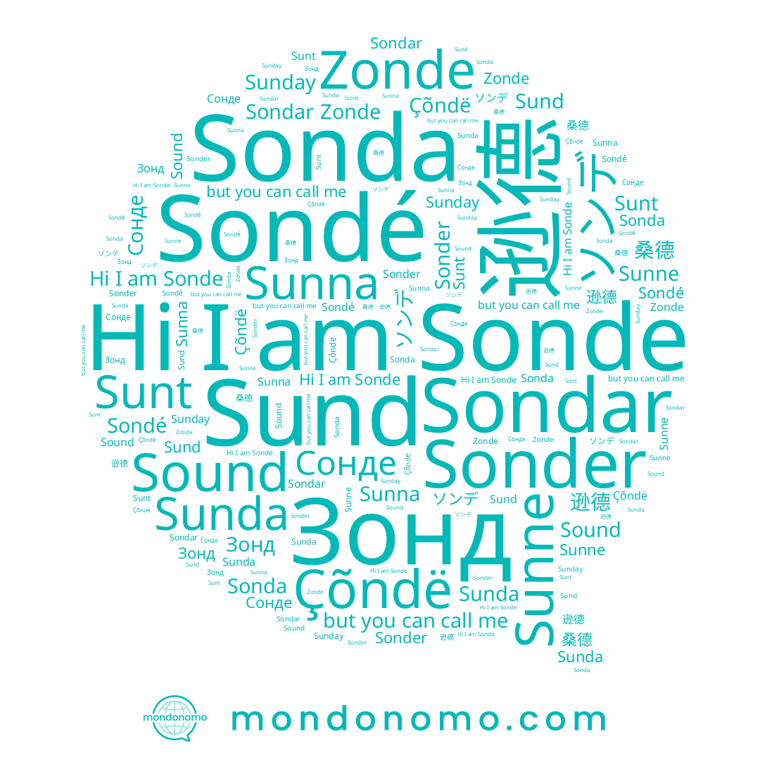 name Зонд, name Sunt, name Sunna, name ソンデ, name Sunda, name 桑德, name Sonder, name Zonde, name Сонде, name Sunday, name Sund, name Sunne, name Çõndë, name Sondé, name Sonde, name 逊德, name Sondar, name Sonda