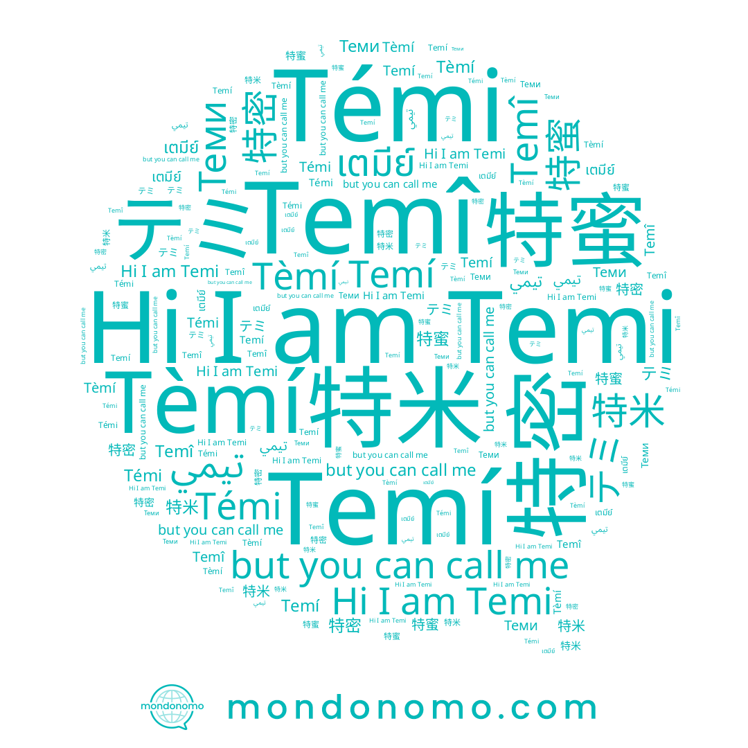 name Temí, name Tèmí, name Temi, name تيمي, name Témi, name テミ, name 特密, name Temî, name 特蜜, name เตมีย์, name 特米