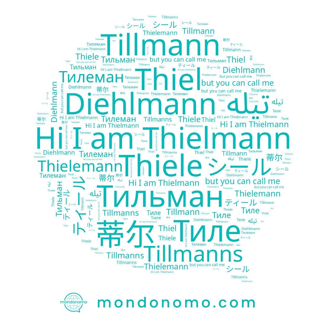 name Thielemann, name Diehlmann, name تيله, name シール, name Thiel, name Thielmann, name Tillmann, name ティール, name Тильман, name Tillmanns, name 蒂尔, name Тилеман, name Thiele, name Тиле