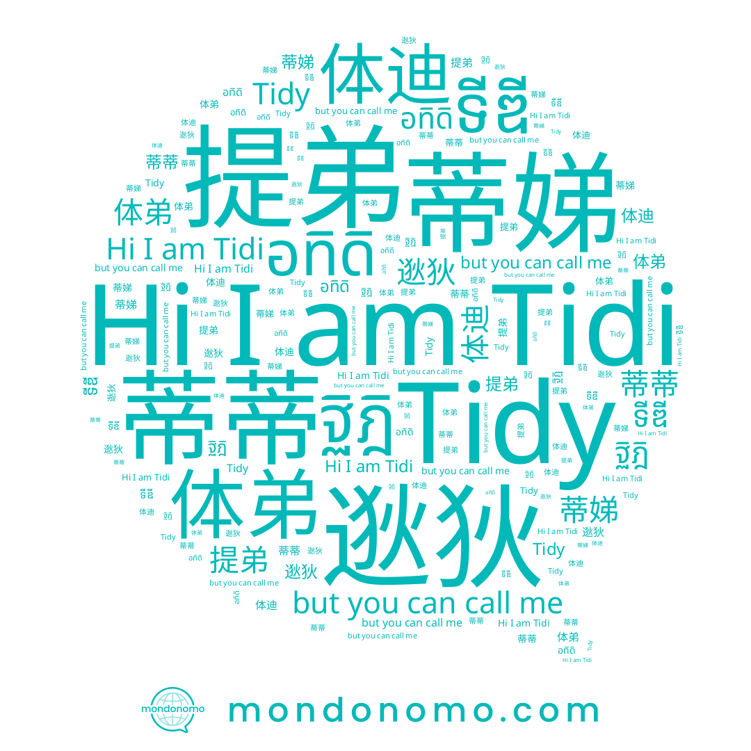 name Tidi, name 体弟, name อทิดิ, name 逖狄, name 蒂蒂, name ฐิฎิ, name ទីឌី, name 提弟, name 体迪, name 蒂娣, name Tidy