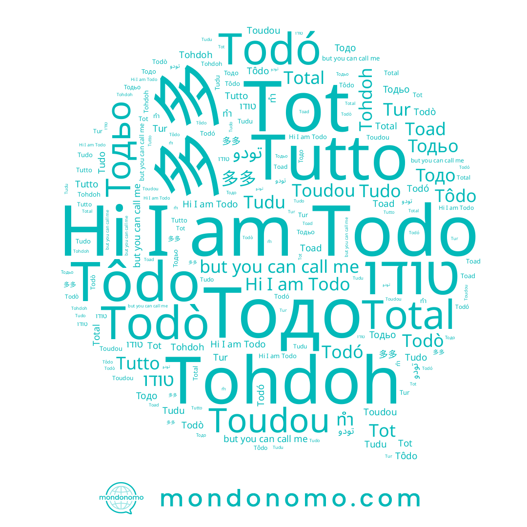 name טודו, name Todó, name Tôdo, name Toudou, name Tur, name Todo, name 多多, name تودو, name Тодьо, name Tot, name Todò, name Tudu, name Tohdoh