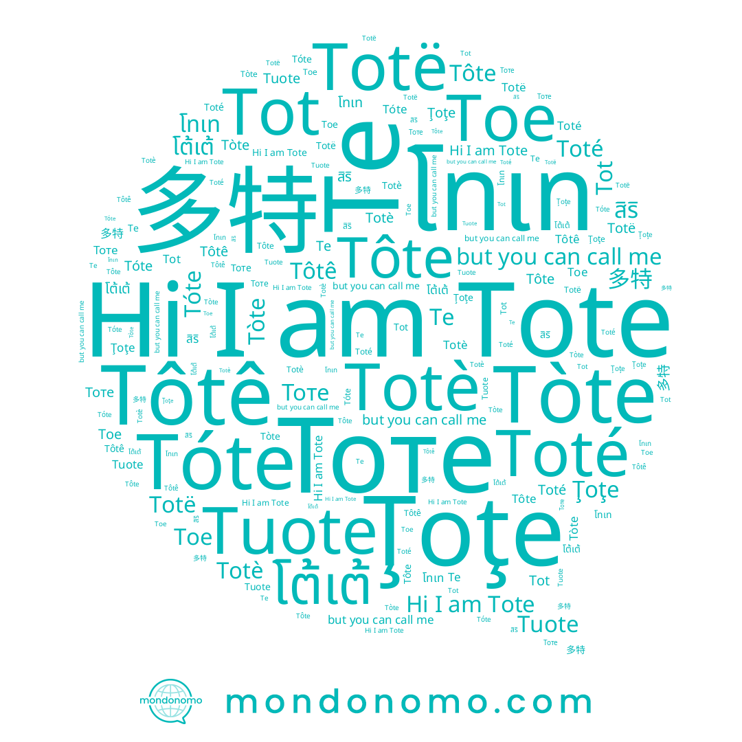 name Totè, name Toe, name Toté, name Tòte, name 多特, name สิริ, name Tote, name Tóte, name Tôte, name Тоте, name Totë, name โทเท, name โต้เต้, name Tot, name Tôtê, name Ţoţe