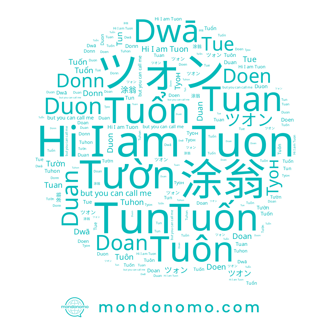 name Duon, name Tun, name ツォン, name Tuổn, name Tuhon, name Tườn, name Туон, name ツオン, name Doan, name Doen, name Tuan, name Tue, name Donn, name Tuôn, name Tuốn, name Duan, name 涂翁, name Dwā, name Tuon