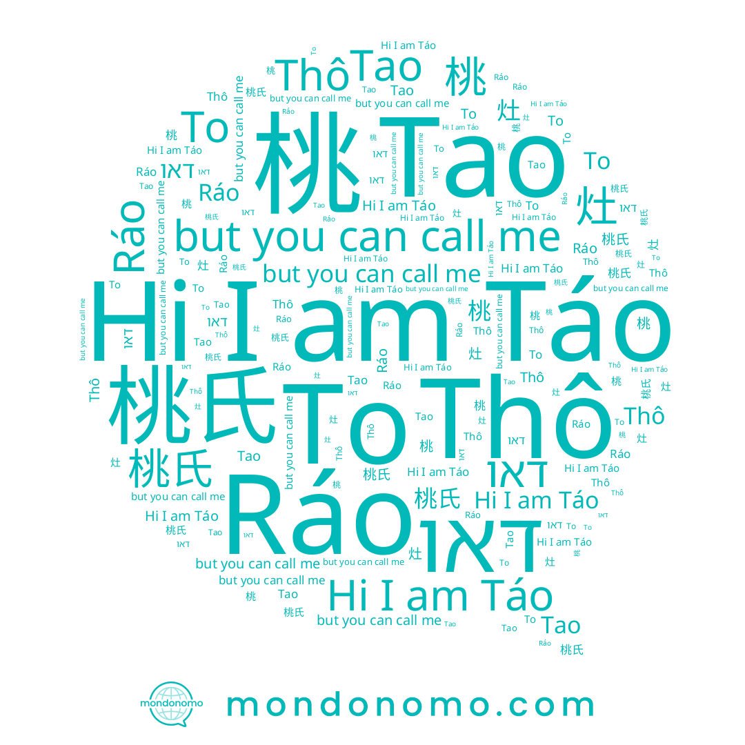 name To, name 灶, name Ráo, name Táo, name 桃, name Tao, name Thô, name 桃氏, name דאו