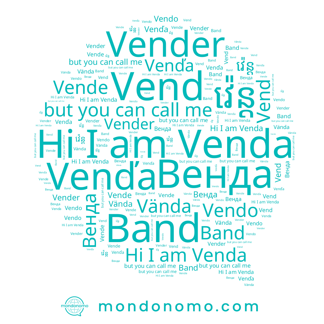 name Vender, name Vende, name Венда, name Venda, name Venďa, name វ៉េន្ដ, name Band
