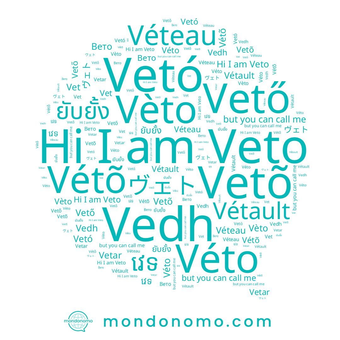 name Véteau, name Vétõ, name ヴェト, name វេទ, name Vetar, name Vèto, name Vetõ, name Vétault, name Véto, name Vető, name Вето, name Vedh, name Veto, name Vet, name ยับยั้ง, name Vetó