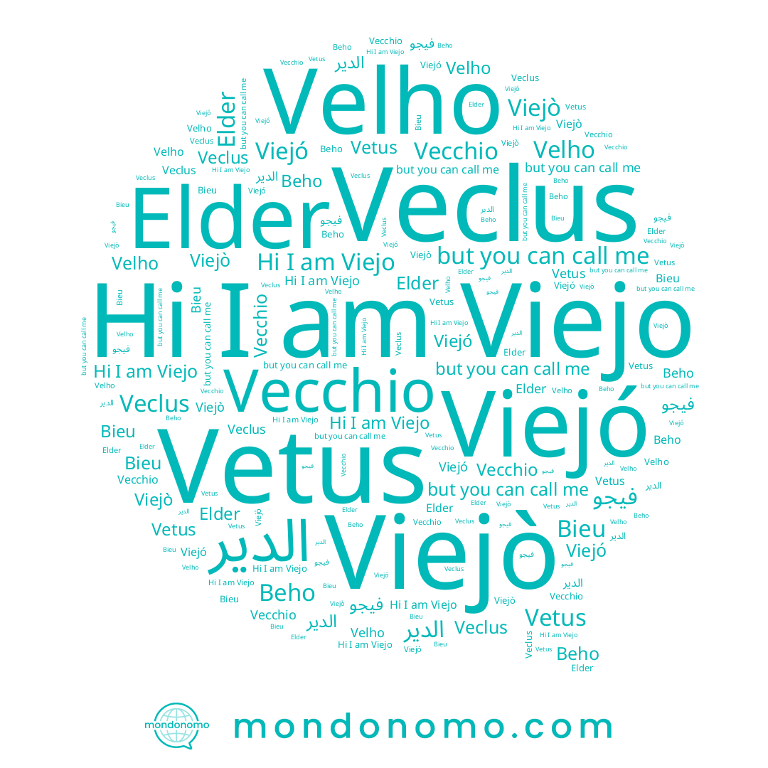 name Bieu, name Viejo, name Viejó, name Viejò, name Elder, name Veclus, name Velho, name Beho, name Vetus, name الدير, name Vecchio, name فيجو