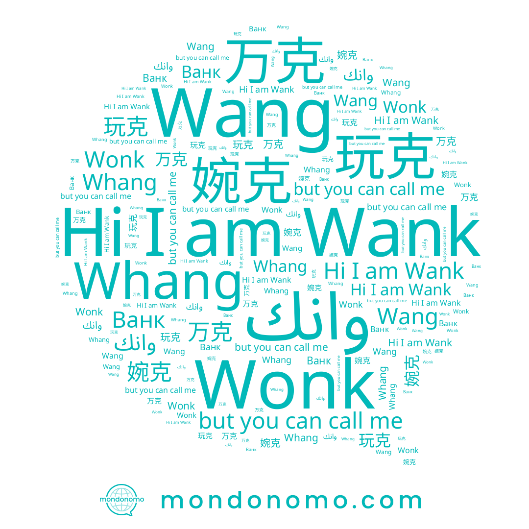name Whang, name 婉克, name 玩克, name Wonk, name 万克, name Wang, name Wank, name Ванк