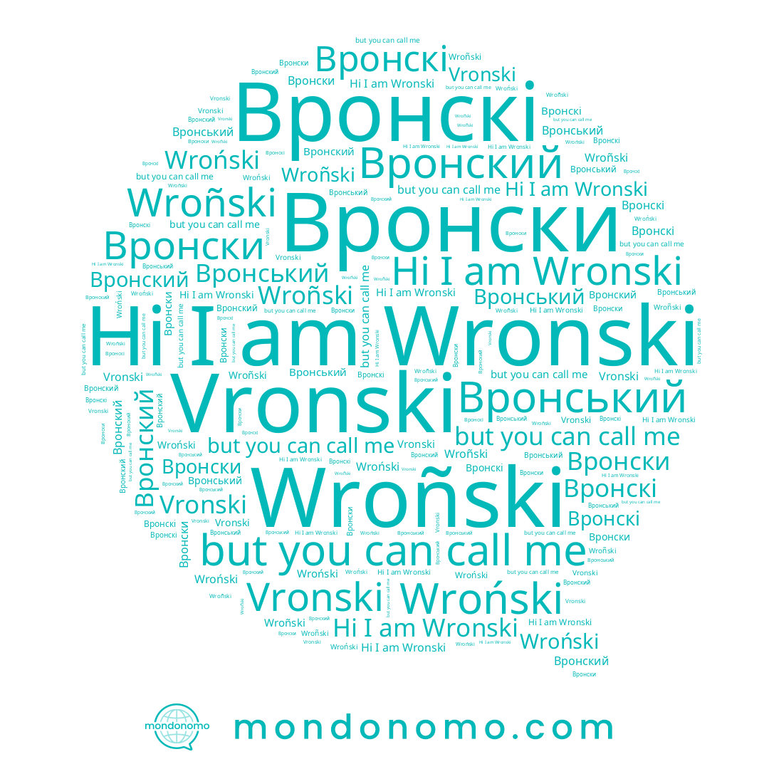 name Вронскі, name Вронський, name Вронский, name Wroñski, name Vronski, name Wronski, name Wroński, name Вронски