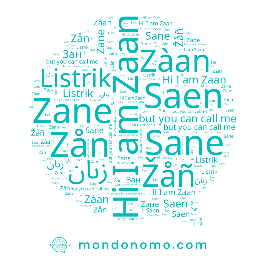 name Zaan, name زىان, name Sane, name Зан, name Zane, name Zàan, name Saen, name Žåñ, name Zån