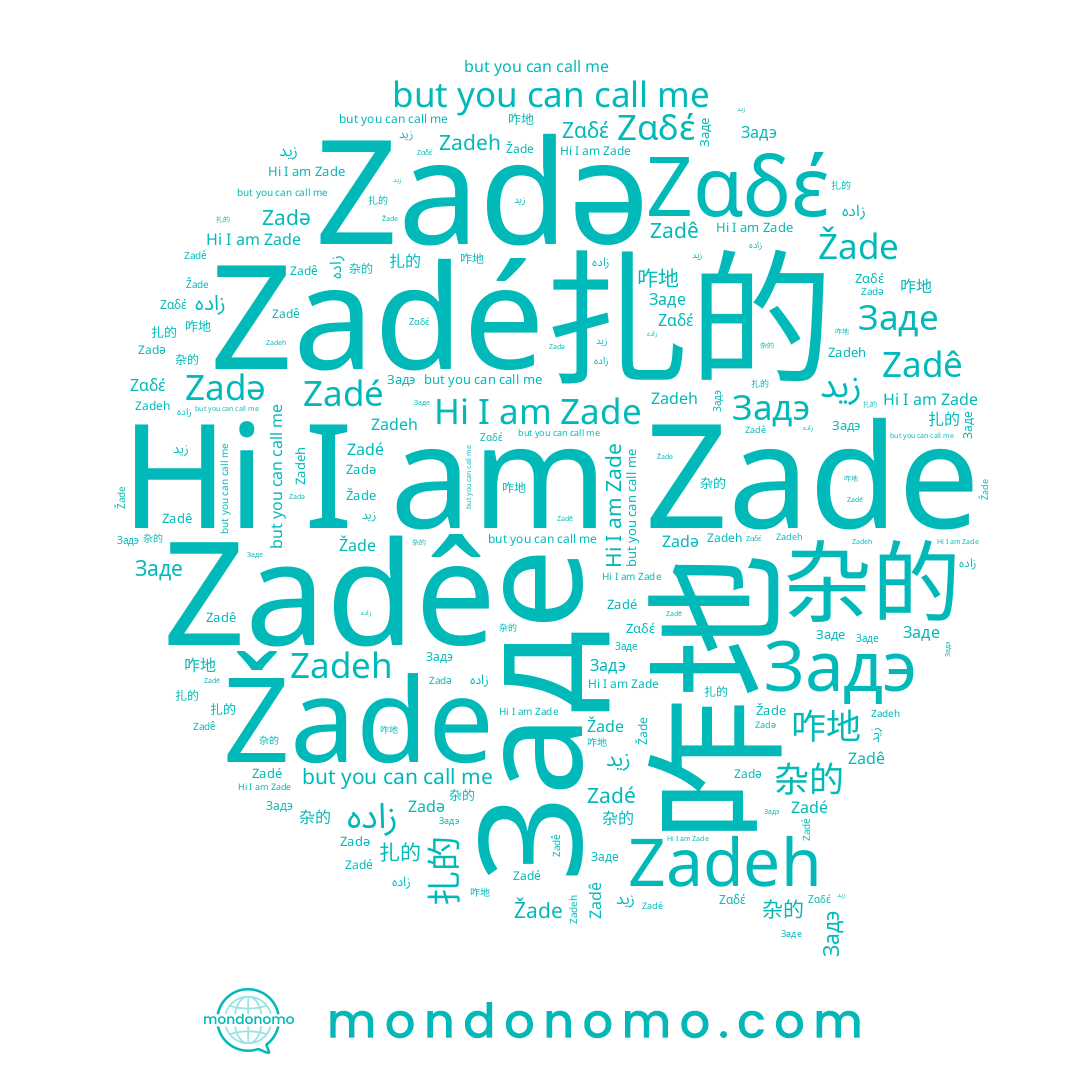 name Ζαδέ, name Заде, name Zadeh, name Zadé, name Žade, name 杂的, name Zade, name Zadê, name Задэ, name 扎的, name زيد, name 咋地