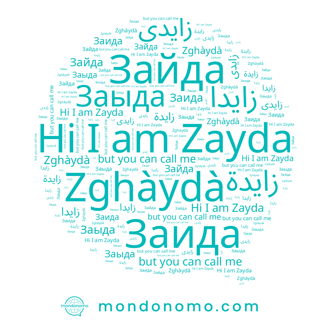 name Заыда, name Зайда, name زايدى, name Zayda, name Zghàydà, name زايدة, name زايدا, name Заида