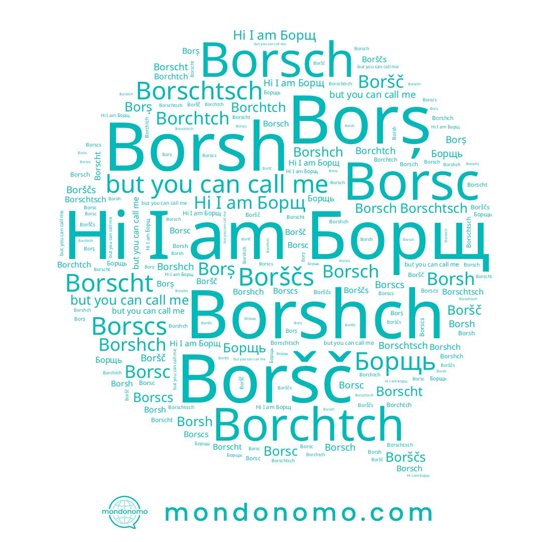 name Borscht, name Borsch, name Borsh, name Борщ, name Borș, name Borchtch, name Борщь, name Borsc, name Borscs, name Borščs, name Borschtsch, name Borshch