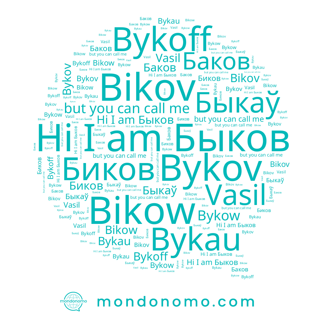 name Баков, name Bikow, name Bykov, name Bykow, name Vasil, name Биков, name Быкаў, name Быков, name Bykoff, name Bykau, name Bikov