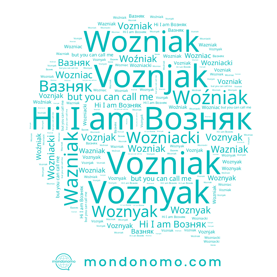 name Voznyak, name Wozniac, name Wazniak, name Wozniacki, name Вазняк, name Wozniak, name Woźniak, name Vozniak, name Возняк, name Woznyak, name Voznjak