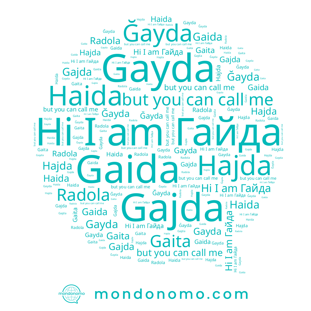 name Ğayda, name Gaida, name Gayda, name Gaita, name Gajda, name Radola, name Haida, name Hajda, name Гайда